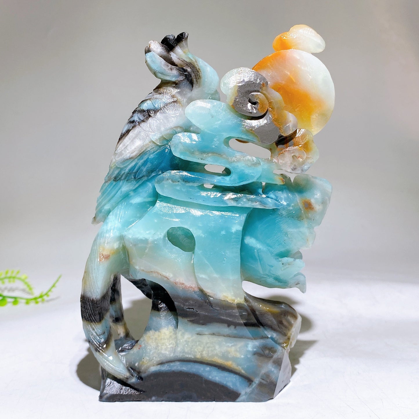 Hand Carved Unique Natural Caribbean Calcite Parrot Peony Cloud Free Form Wholesale