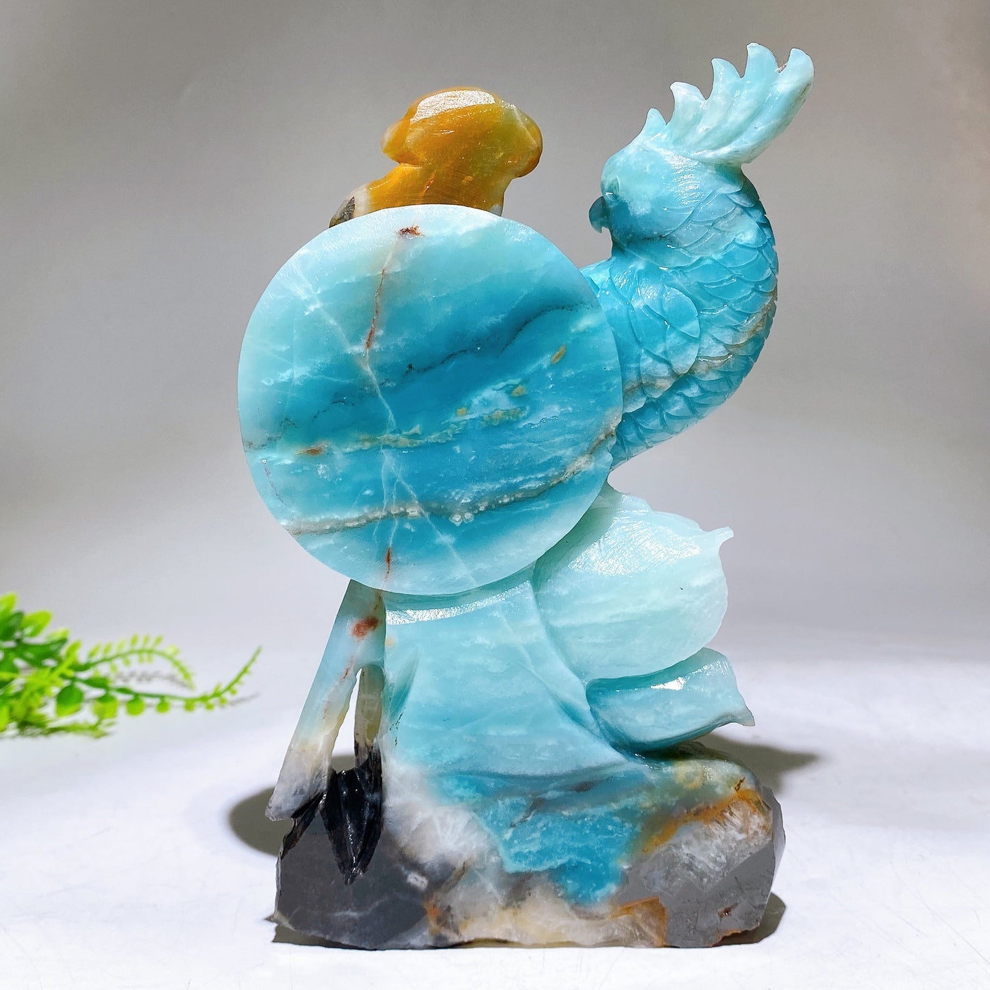 Hand Carved Unique Natural Caribbean Calcite Parrot Peony Cloud Free Form Wholesale