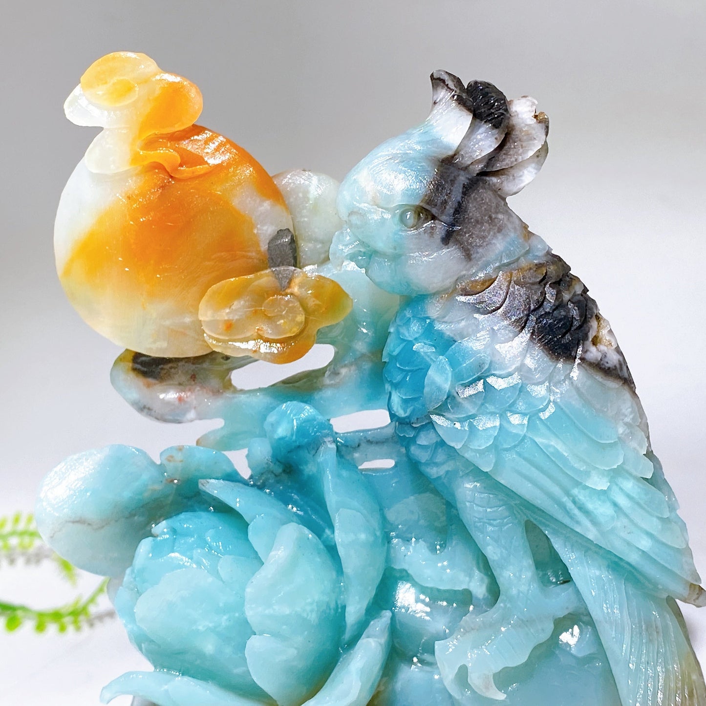 Hand Carved Unique Natural Caribbean Calcite Parrot Peony Cloud Free Form Wholesale