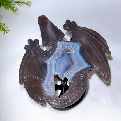 19cm Natural Agate Yooperlite Dragon Carving with Stand Wholesale