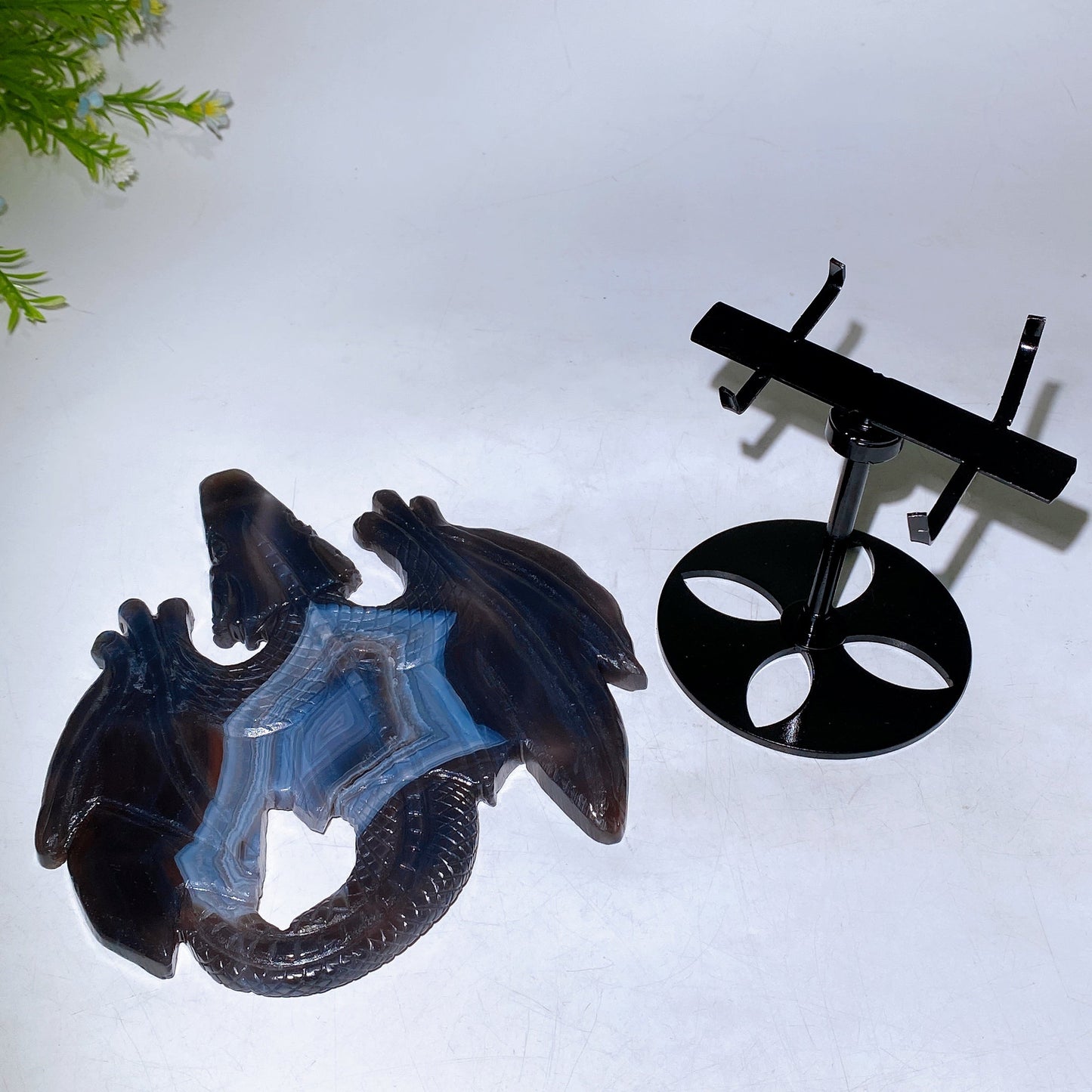 19cm Natural Agate Yooperlite Dragon Carving with Stand Wholesale