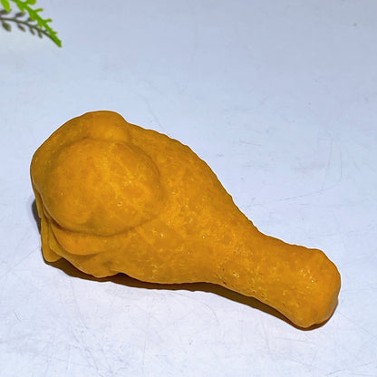 Natural Yellow Jade Shell Stone Chicken Leg Carving Wholesale