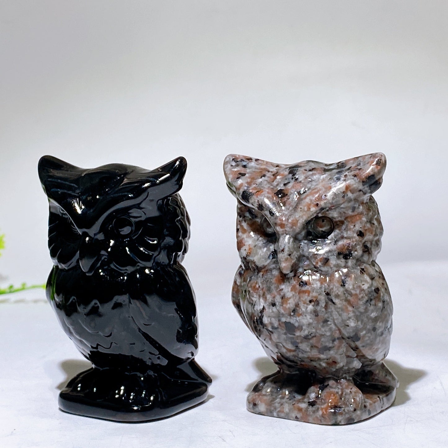 3.1" Natural Black Obsidian Yooperlite Owl Carving Wholesale