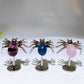 Natural Fluorite Blue Apatite Spider Carving with Fixed Metal Display Stand Wholesale