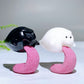 2.3" Black Obsidian White Jade Ghost Carving for Halloween Wholesale