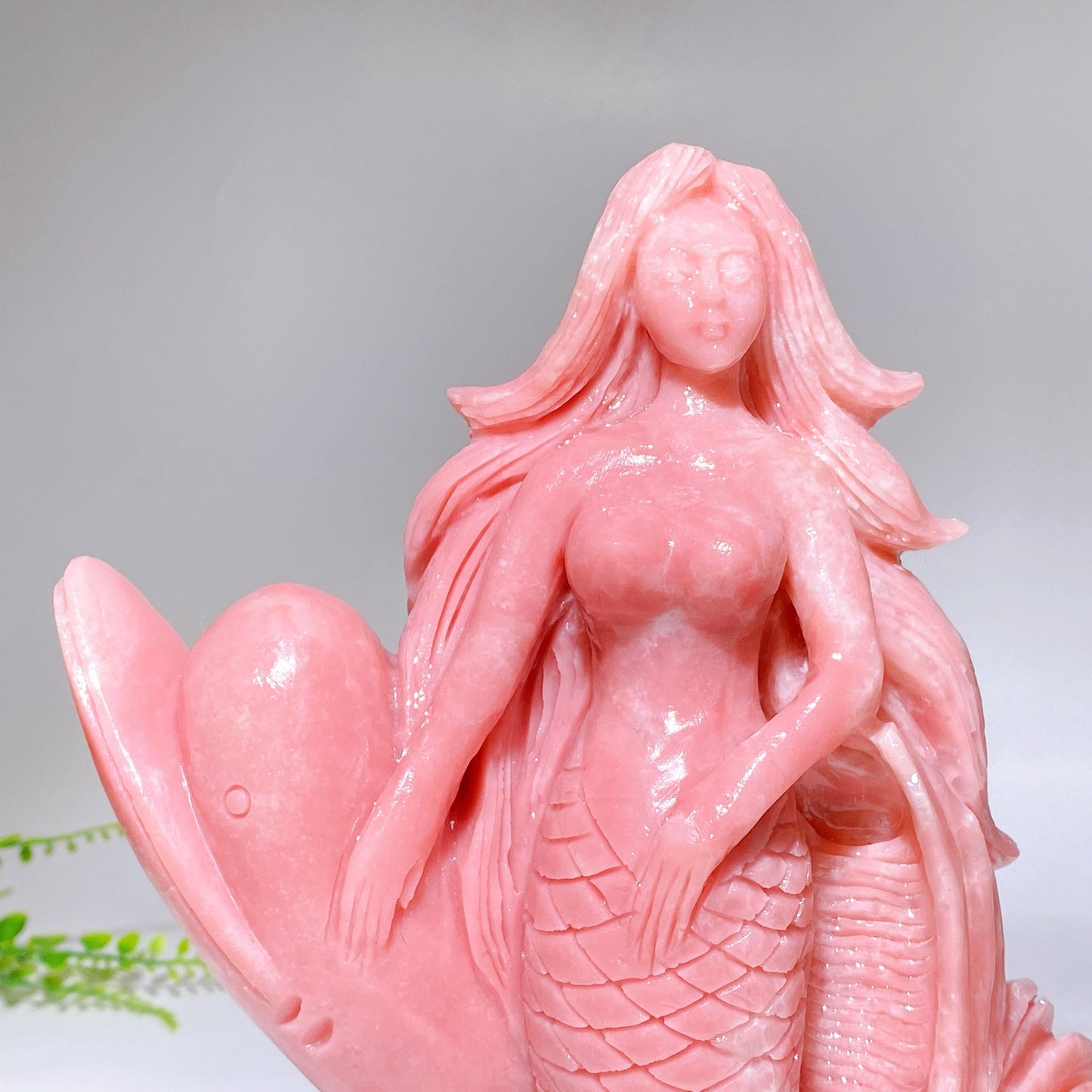 Unique Hand Carved Natural Pink Opal Mermaid Dolphin Coral Wave Free Form Wholesale
