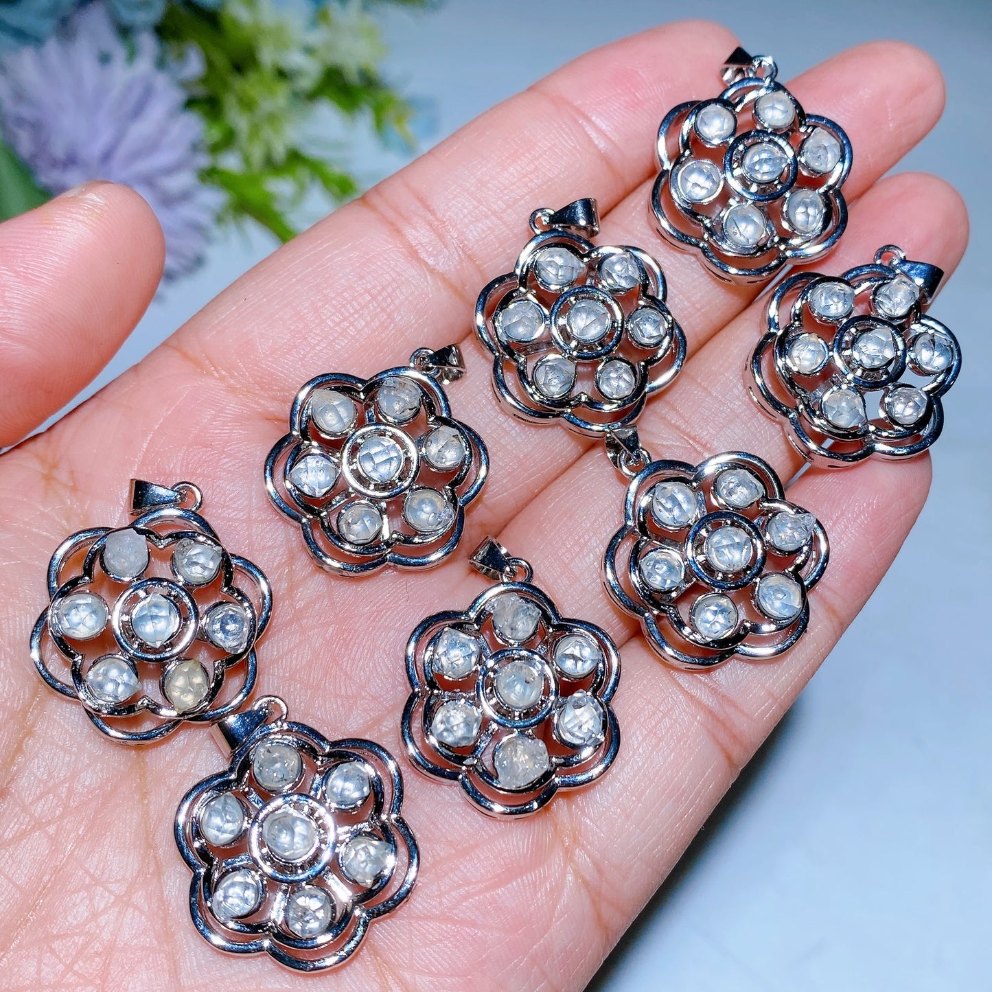 Cooper Silver Plated Herkimer Diamond Spinning Pendant Crystal Healing Bulk Wholesale