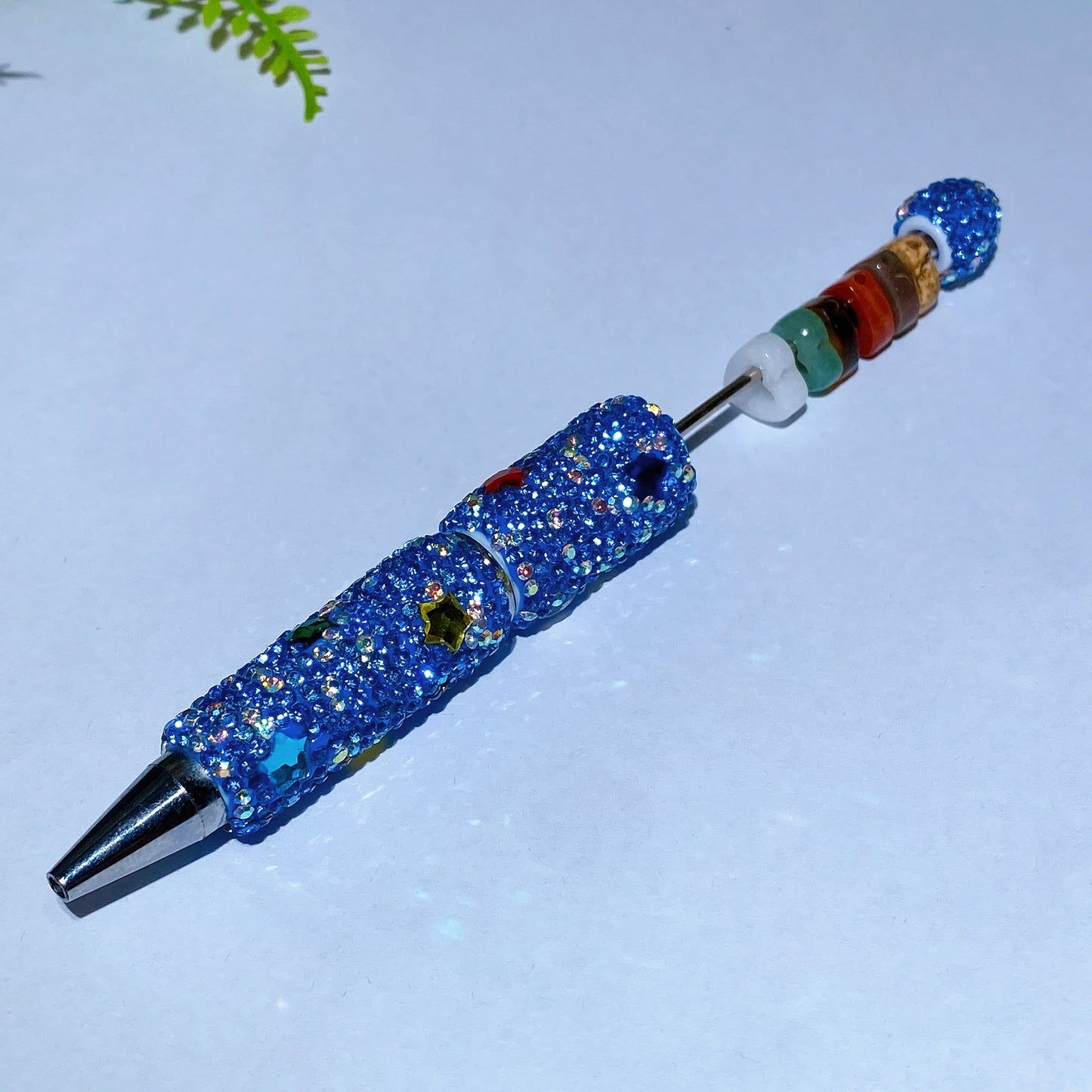 Bling Rhinestone DIY Beadable Twist Ballpoint Pen with Natural Crystal Bead Wholesale