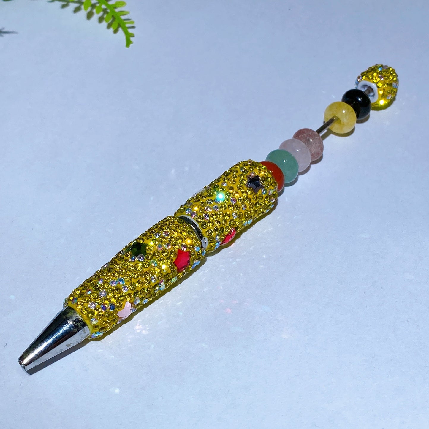 Bling Rhinestone DIY Beadable Twist Ballpoint Pen with Natural Crystal Bead Wholesale
