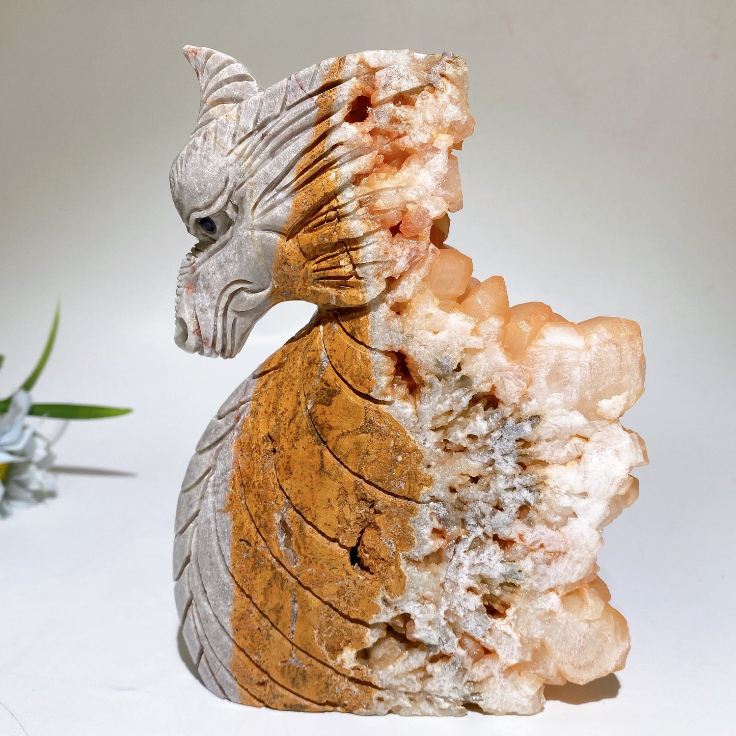 15.5cm Unique Calcite Cluster Dragon Carving Crystal Healing Bulk Wholesale