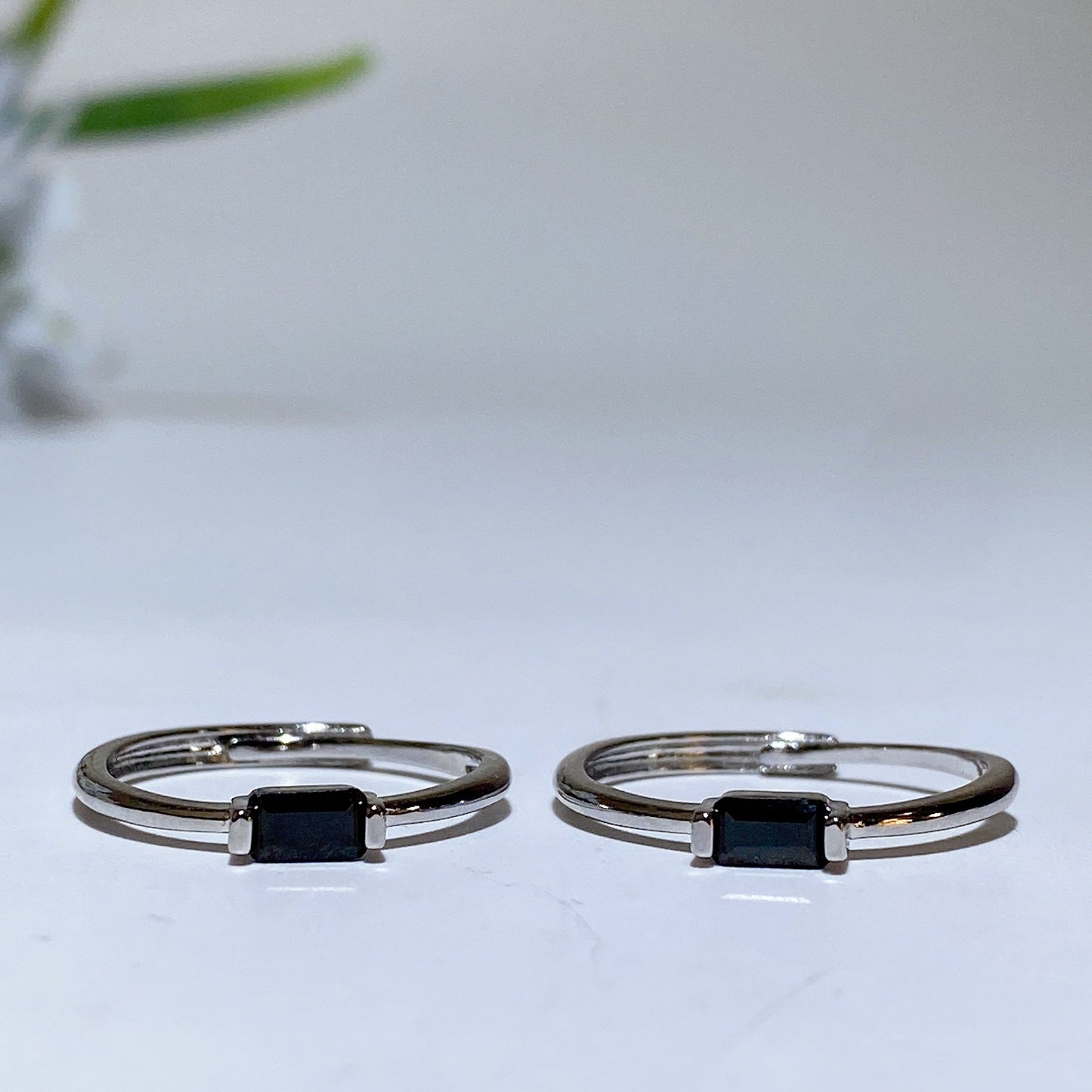 Cooper Silver Plated Black Spinel Ring Crystal Healing Bulk Wholesale