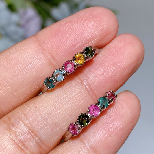 Cooper Silver Plated Tourmaline Ring Crystal Healing Bulk Wholesale