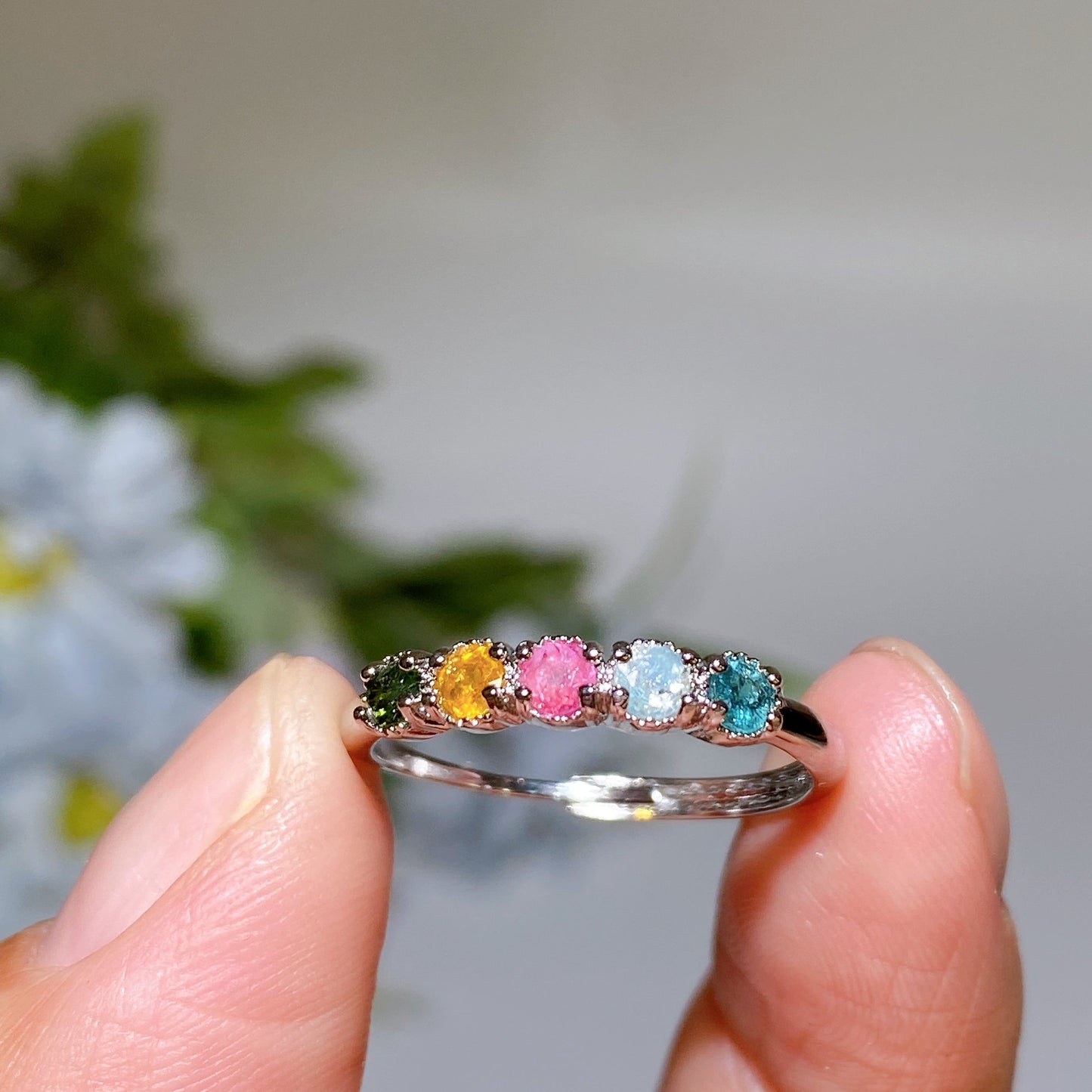 Cooper Silver Plated Tourmaline Ring Crystal Healing Bulk Wholesale