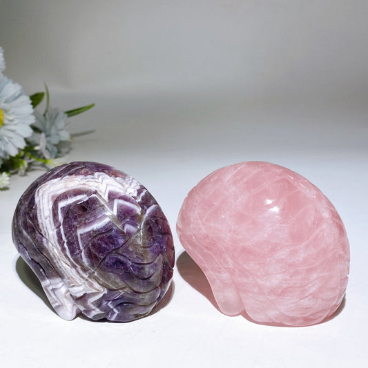 3.6" Dream Amethyst Rose Quartz Brain Carving Crystal Healing Bulk Wholesale