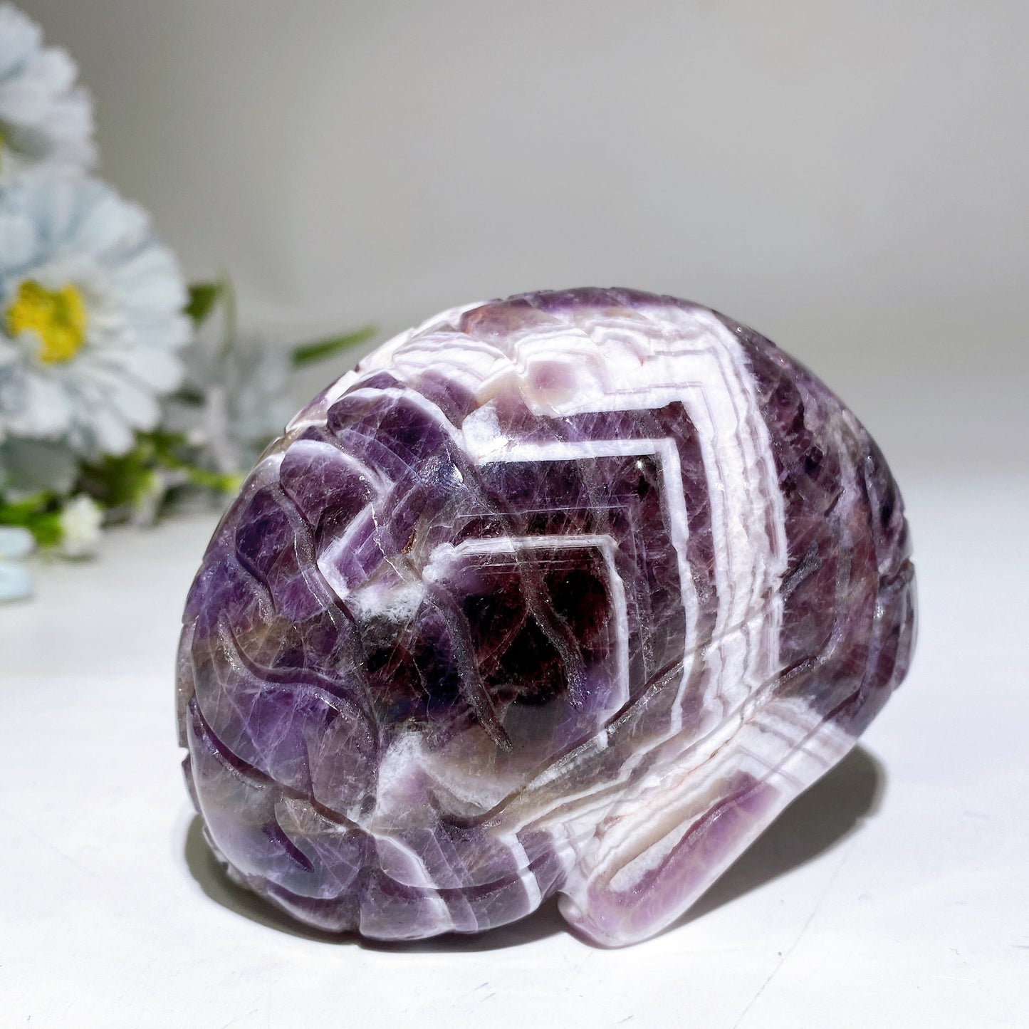 3.6" Dream Amethyst Rose Quartz Brain Carving Crystal Healing Bulk Wholesale