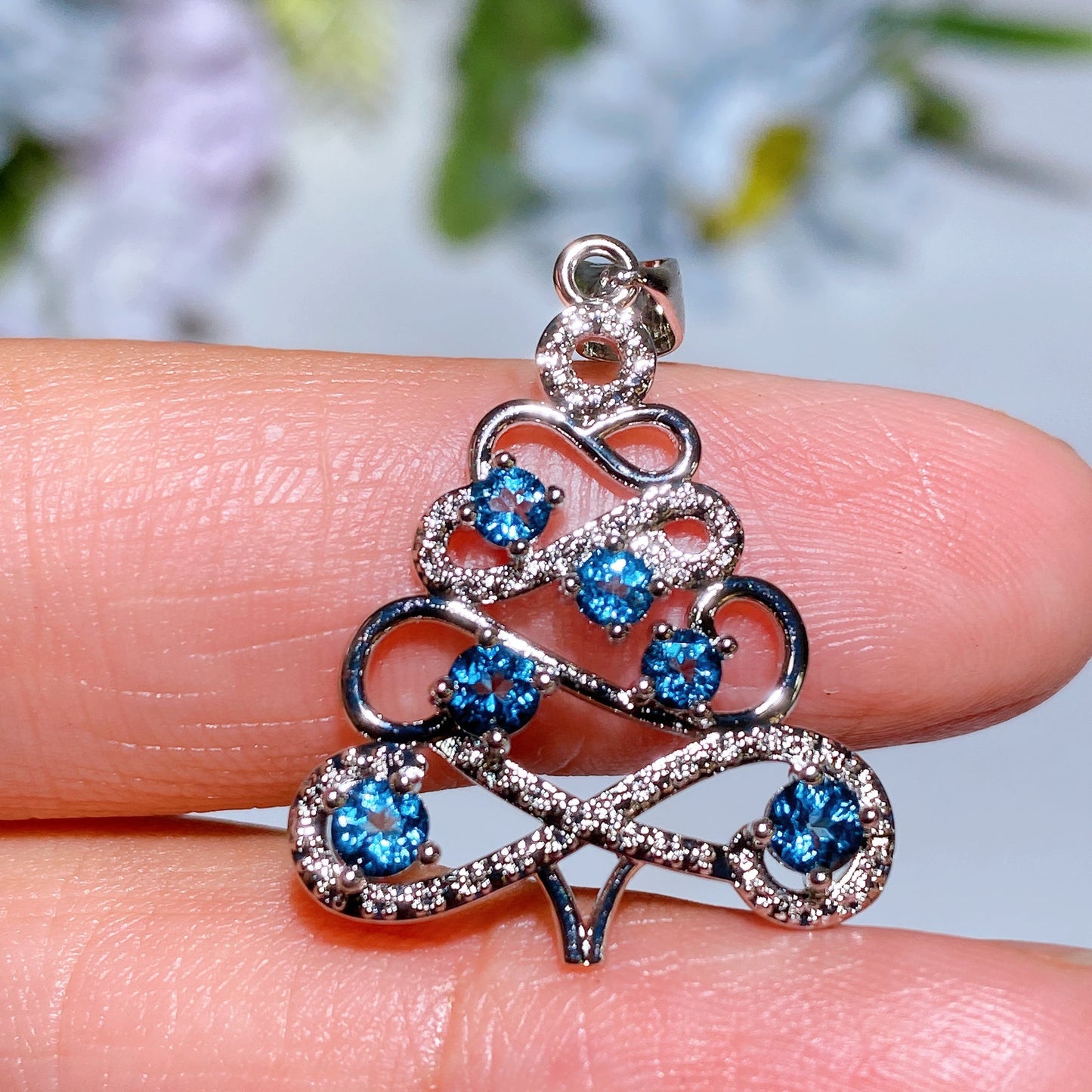 Cooper Silver Plated Blue Topaz Pendant Crystal Healing Bulk Wholesale