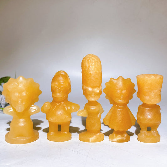 3.0"-4.0" Orange Calcite Simpson Family Character Carving Crystal Healing Bulk Wholesale