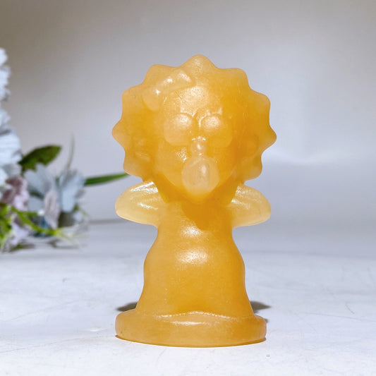 3.0"-4.0" Orange Calcite Simpson Family Character Carving Crystal Healing Bulk Wholesale