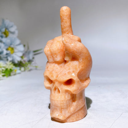 3.9" Crystal Middle Finger Gesture with Skull Carving Crystal Healing Bulk Wholesale