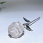 Crystal Rose Flower Carving with Silver Metal Steam Crystal Healing Bulk Wholesale