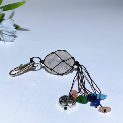 Crystal Key Chain with Chakra Chips Tassel & Metal Life Tree Decor Crystal Healing Bulk Wholesale