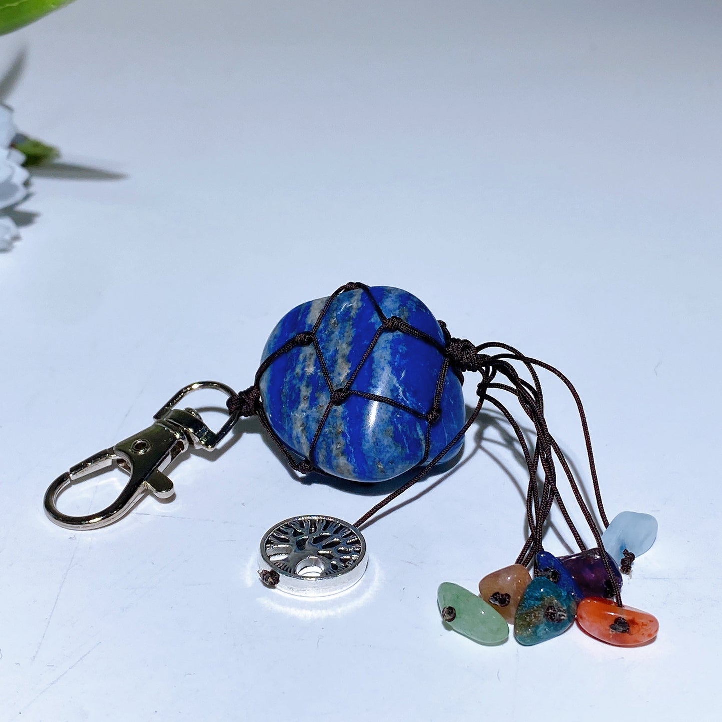 Crystal Key Chain with Chakra Chips Tassel & Metal Life Tree Decor Crystal Healing Bulk Wholesale