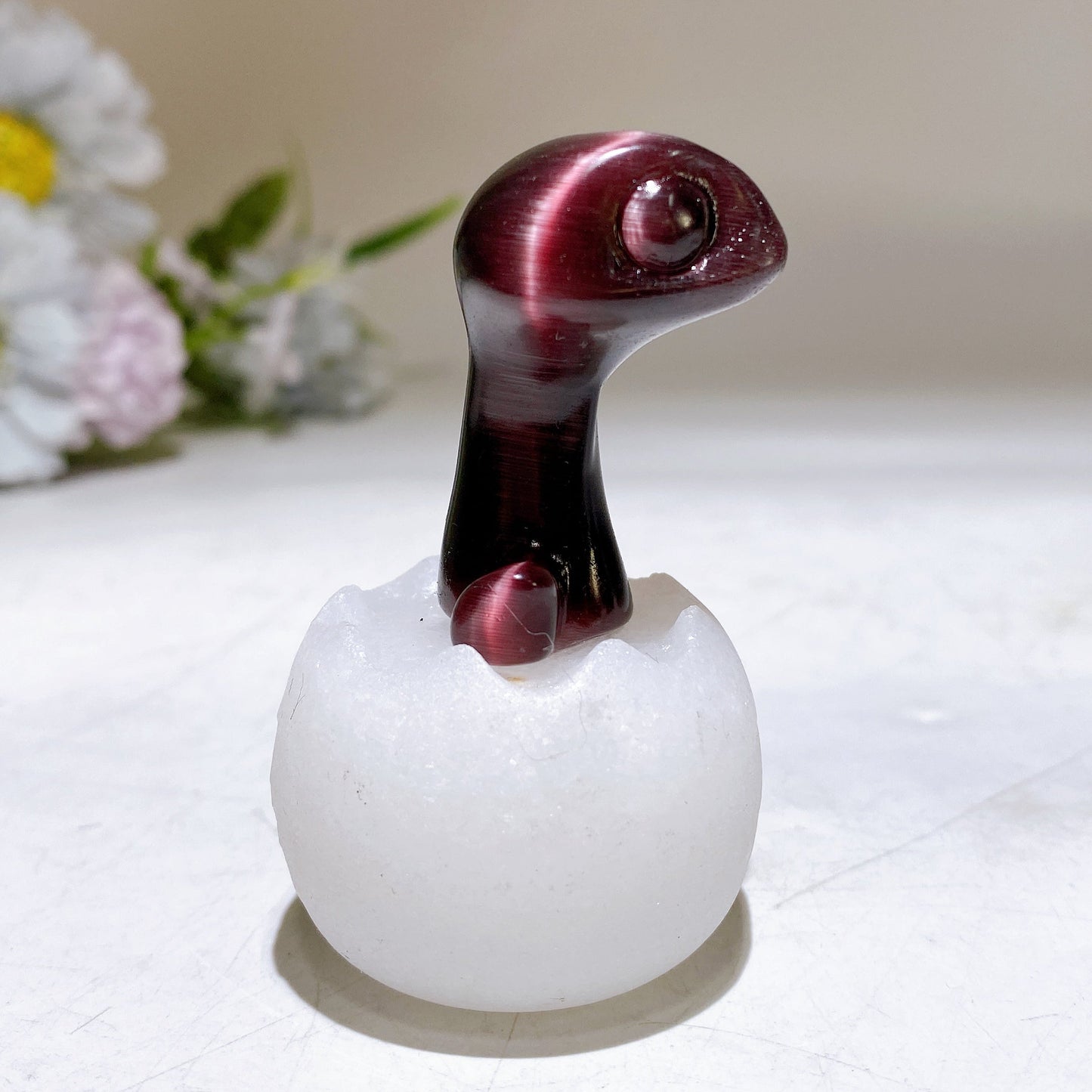 2.6" Crystal Baby Dinosaur White Jade Shell Carving Crystal Healing Bulk Wholesale