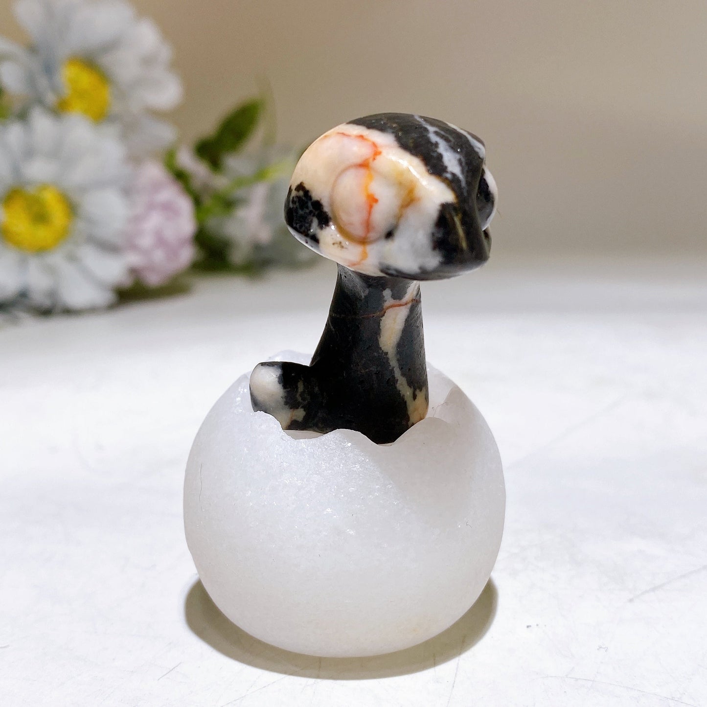 2.6" Crystal Baby Dinosaur White Jade Shell Carving Crystal Healing Bulk Wholesale