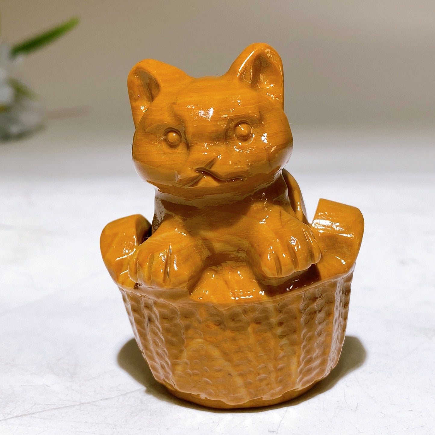 2.3" Crystal Cat in Basket Carving Crystal Healing Bulk Wholesale