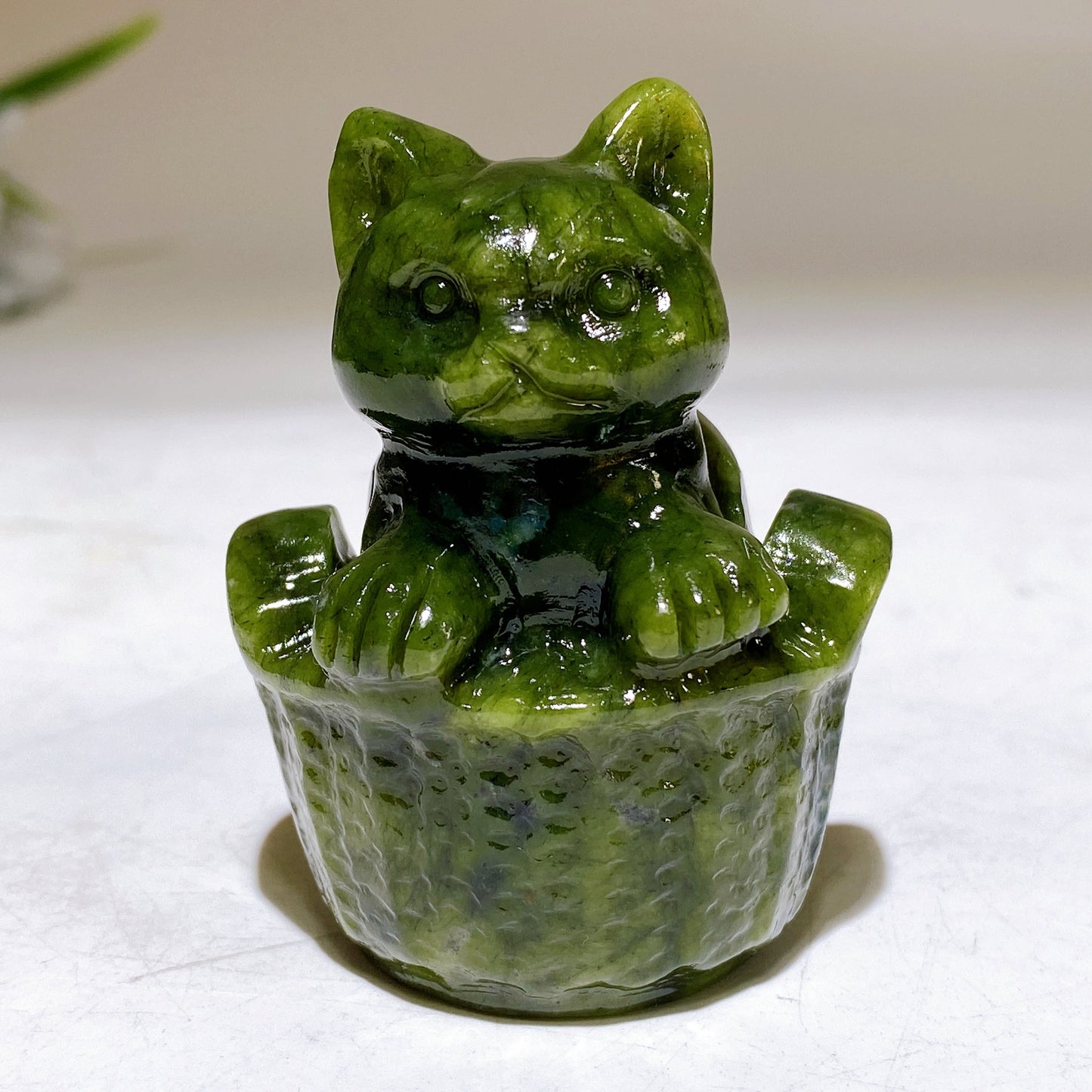 2.3" Crystal Cat in Basket Carving Crystal Healing Bulk Wholesale