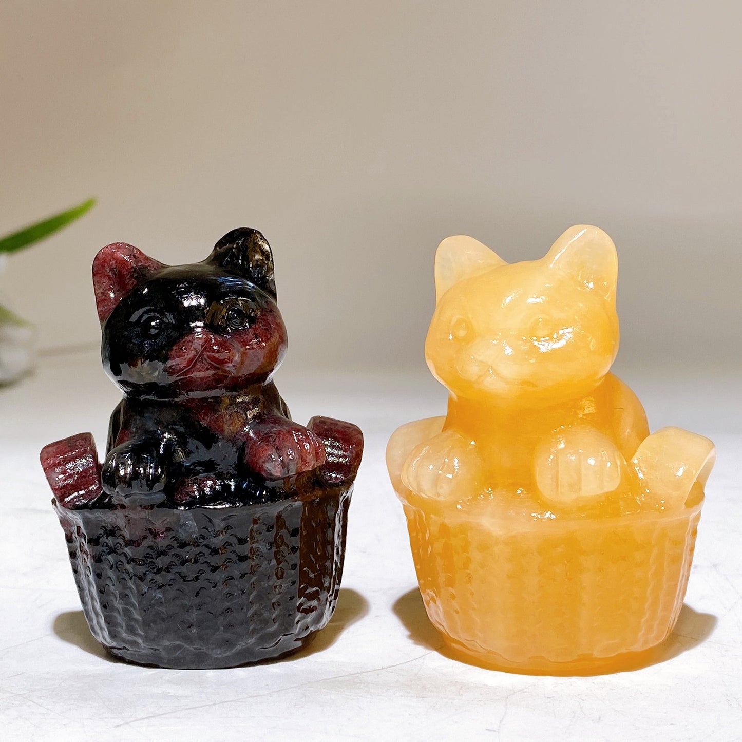 2.3" Crystal Cat in Basket Carving Crystal Healing Bulk Wholesale
