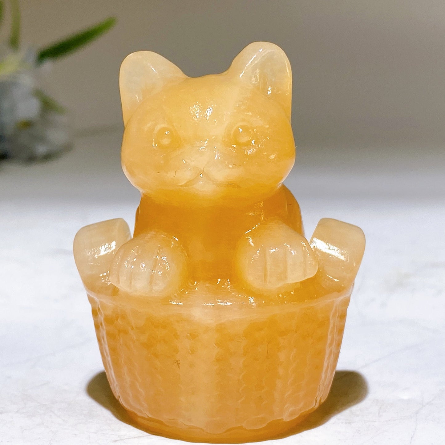 2.3" Crystal Cat in Basket Carving Crystal Healing Bulk Wholesale