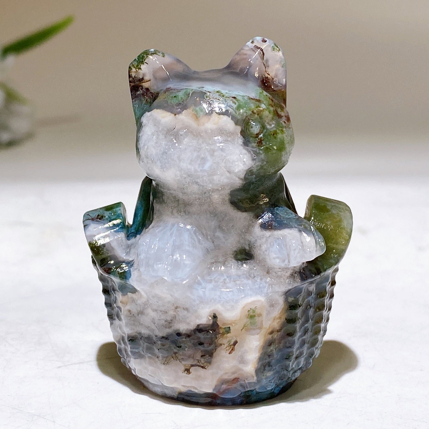 2.3" Crystal Cat in Basket Carving Crystal Healing Bulk Wholesale