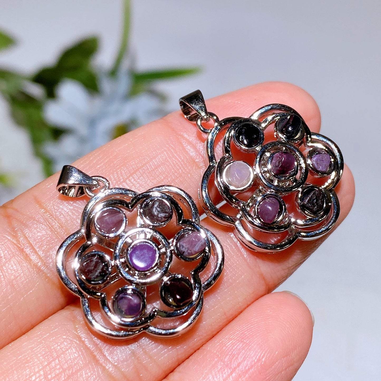 Cooper Silver Plated Sugilite Spinning Pendant Crystal Healing Bulk Wholesale