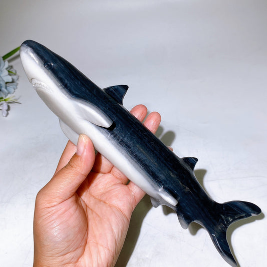 25cm Taiji Stone Shark Carving Crystal Healing Bulk Wholesale