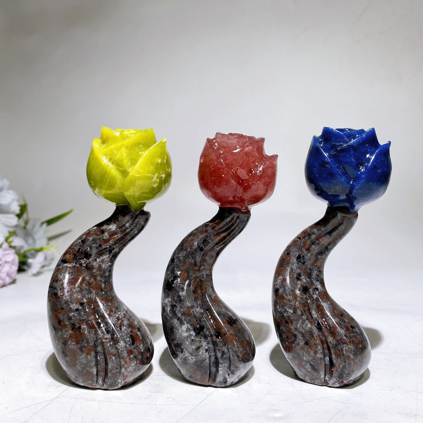 4.6" Crystal Flower with Yooperlite Steam Carving Crystal Healing Bulk Wholesale