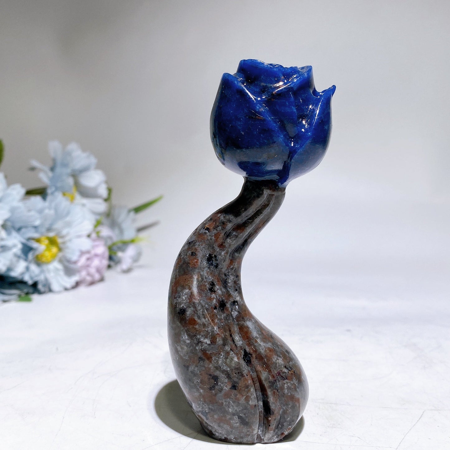 4.6" Crystal Flower with Yooperlite Steam Carving Crystal Healing Bulk Wholesale