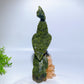 28cm Large Unique Serpentine Parrot Carving with Calcite Cluster Base Crystal Healing Bulk Wholesale
