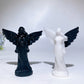 3.8" Obsidian White Jade Angel Carving Crystal Healing Bulk Wholesale