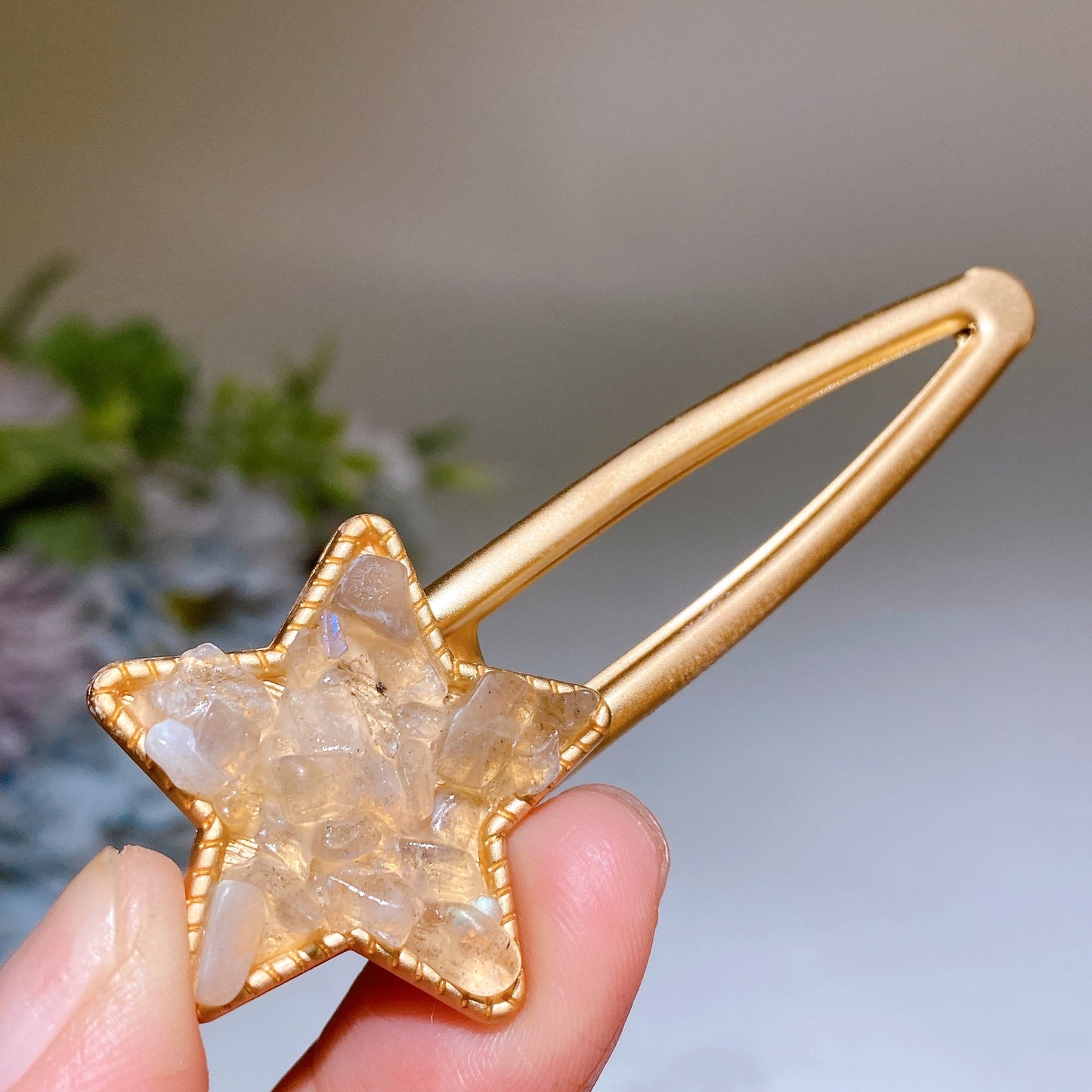 Crystal Chips Round Moon Star Heart Shape Hairpin Crystal Healing Bulk Wholesale