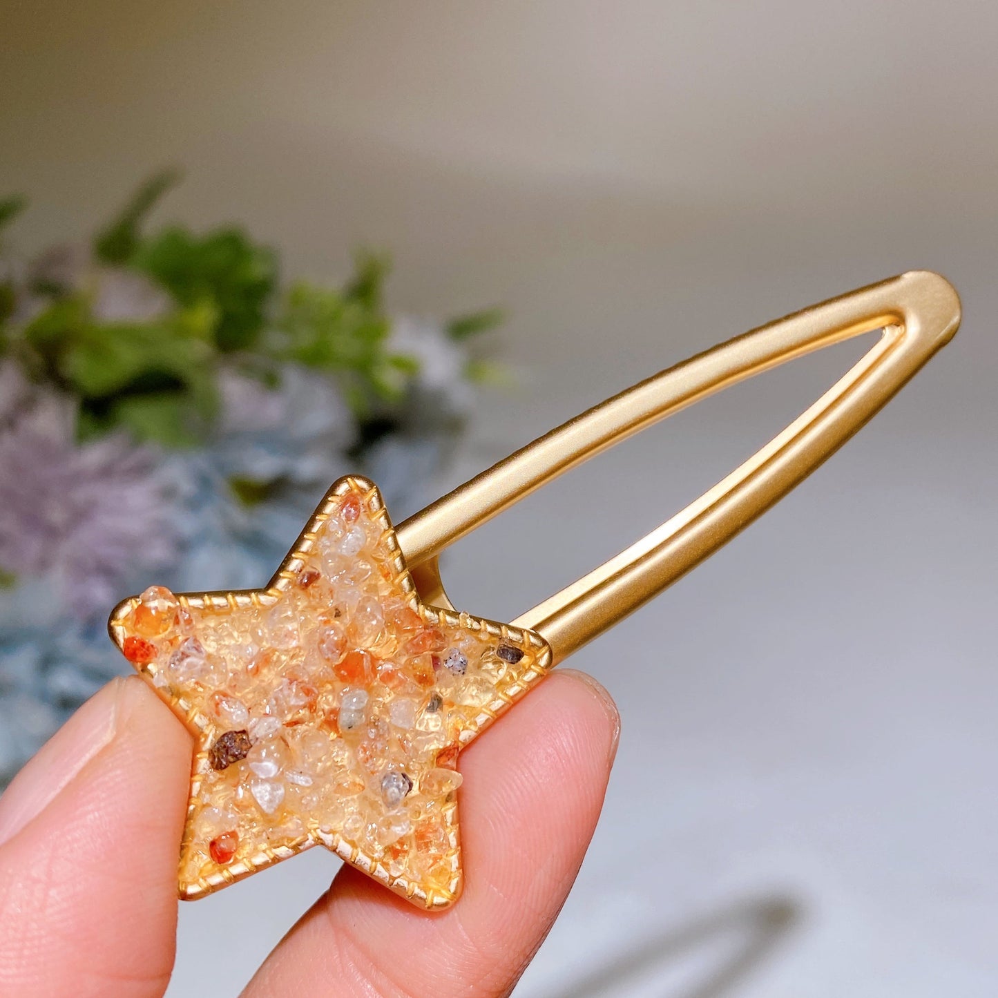 Crystal Chips Round Moon Star Heart Shape Hairpin Crystal Healing Bulk Wholesale