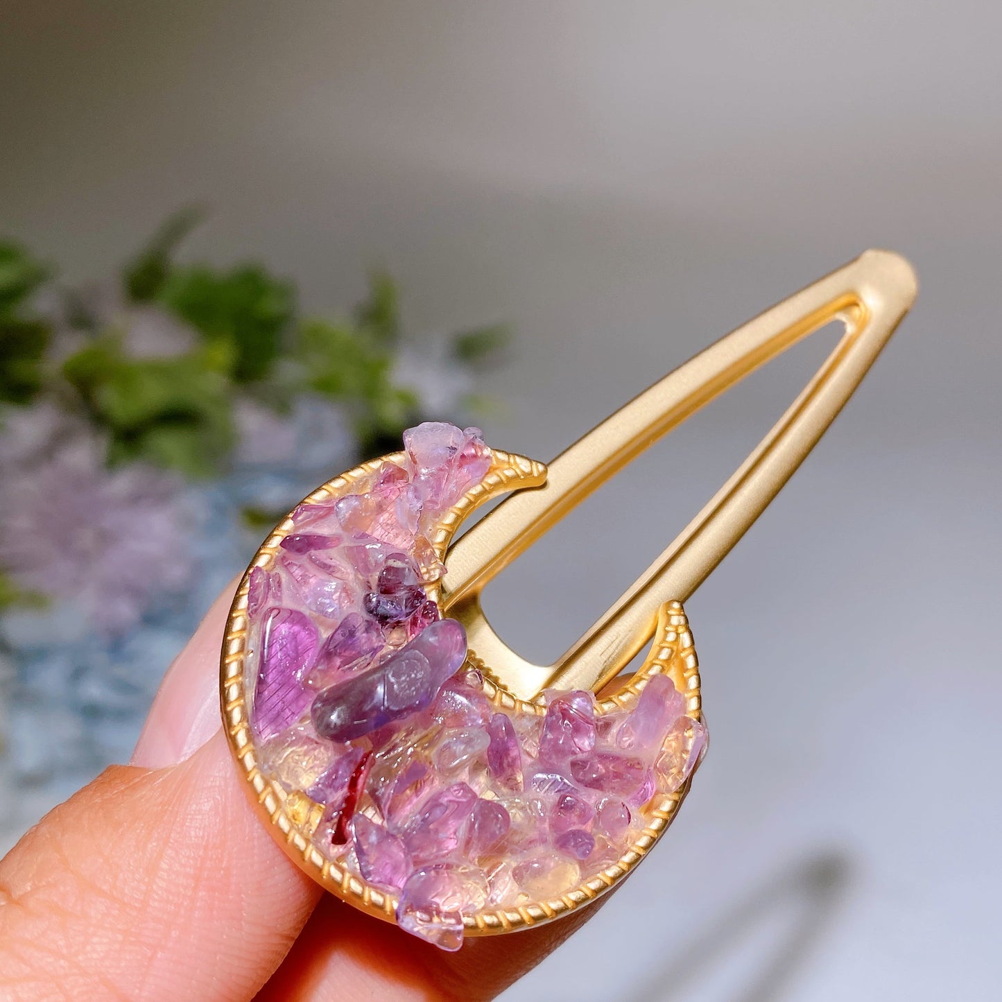 Crystal Chips Round Moon Star Heart Shape Hairpin Crystal Healing Bulk Wholesale