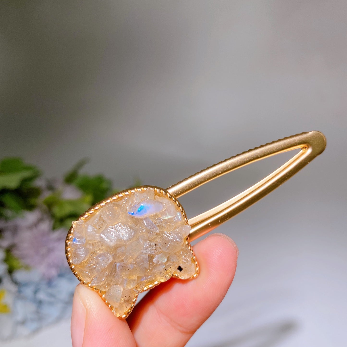 Crystal Chips Round Moon Star Heart Shape Hairpin Crystal Healing Bulk Wholesale