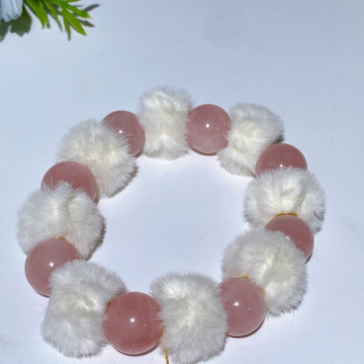 Crystal Bracelet with Fluffball Decor Crystal Healing Bulk Wholesale