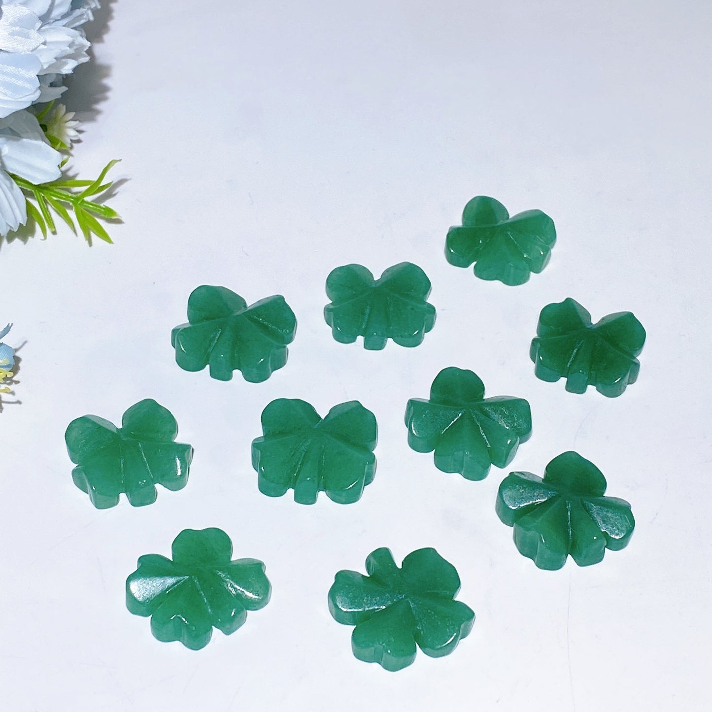 25mm Green Aventurine Four Leaf Clover Carving Crystal Healing Bulk Wholesale