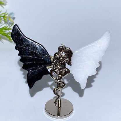 8cm Crystal Devil Couple Wings Carving with Stand Crystal Healing Bulk Wholesale