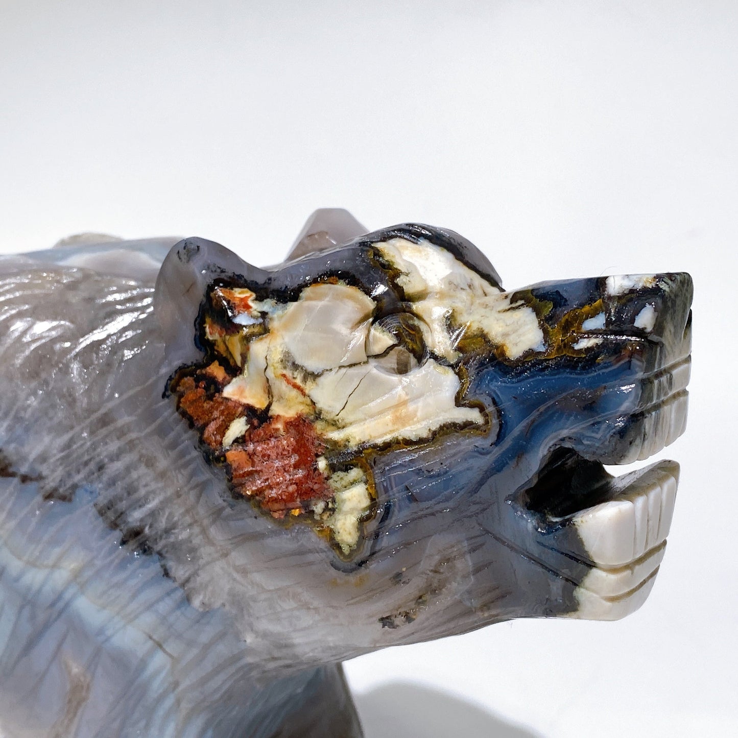 22cm Large Unique Druzy Volcanic Agate Bear Carving Crystal Healing Bulk Wholesale