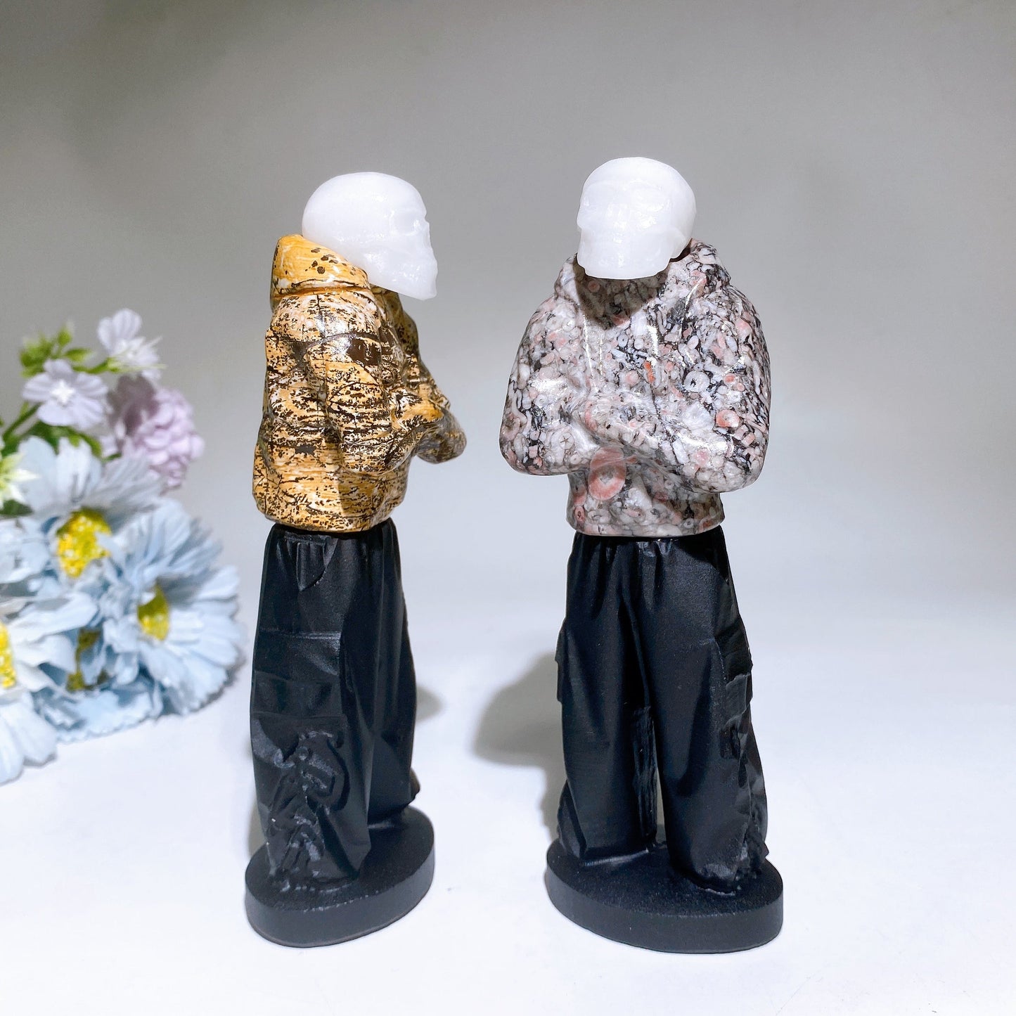 6.0" Crystal Skull-man with Hoodie & Black Obsidian Pants Carving Crystal Healing Bulk Wholesale