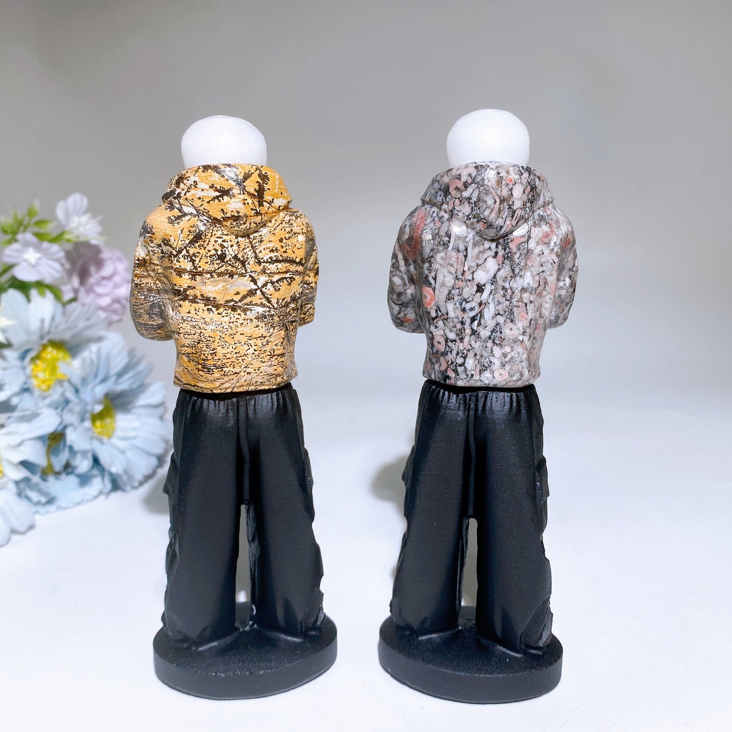 6.0" Crystal Skull-man with Hoodie & Black Obsidian Pants Carving Crystal Healing Bulk Wholesale