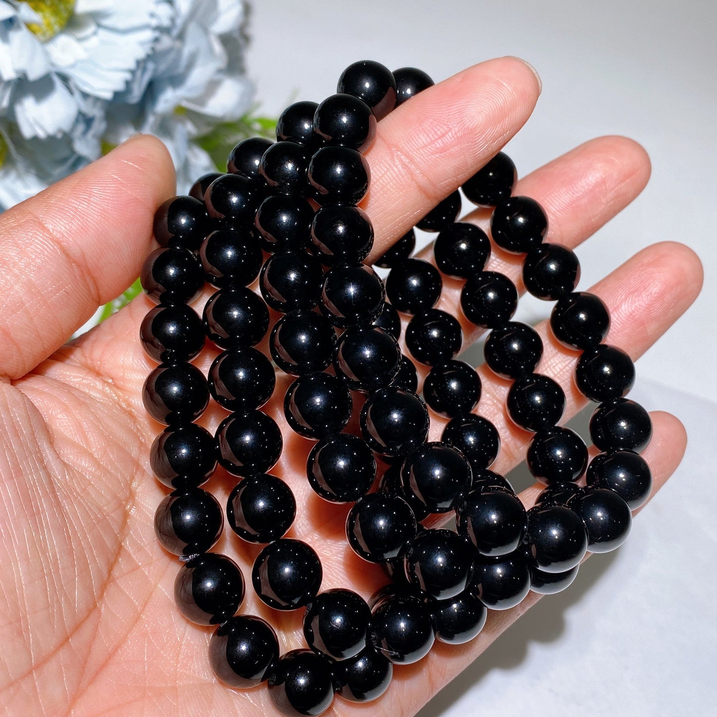 6-10mm Black Tektite Bracelet Crystal Healing Bulk Wholesale